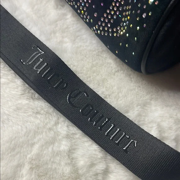 Juicy Couture - Let It Shine-Black Velvet Barrel Handbag with Rhinestone Bling - Picture 4 of 14